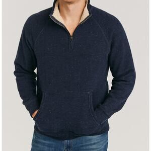 FLINT AND TINDER Sherpa Lined Quarter Zip
 in Navy Size XL Outdoor Huckberry